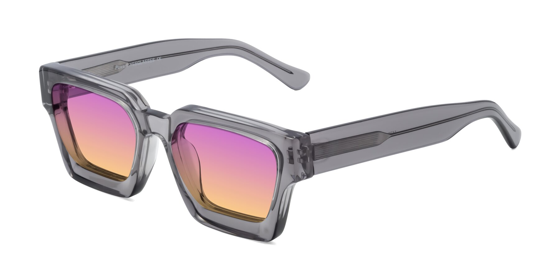 Angle of Powers in Translucent Gray with Purple / Yellow Gradient Lenses