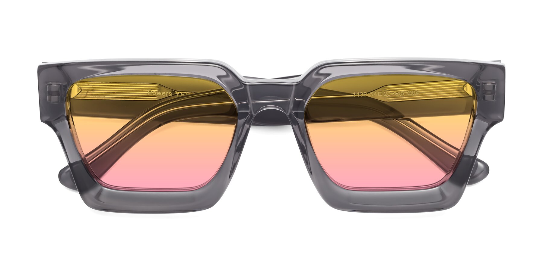 Folded Front of Powers in Translucent Gray with Yellow / Pink Gradient Lenses