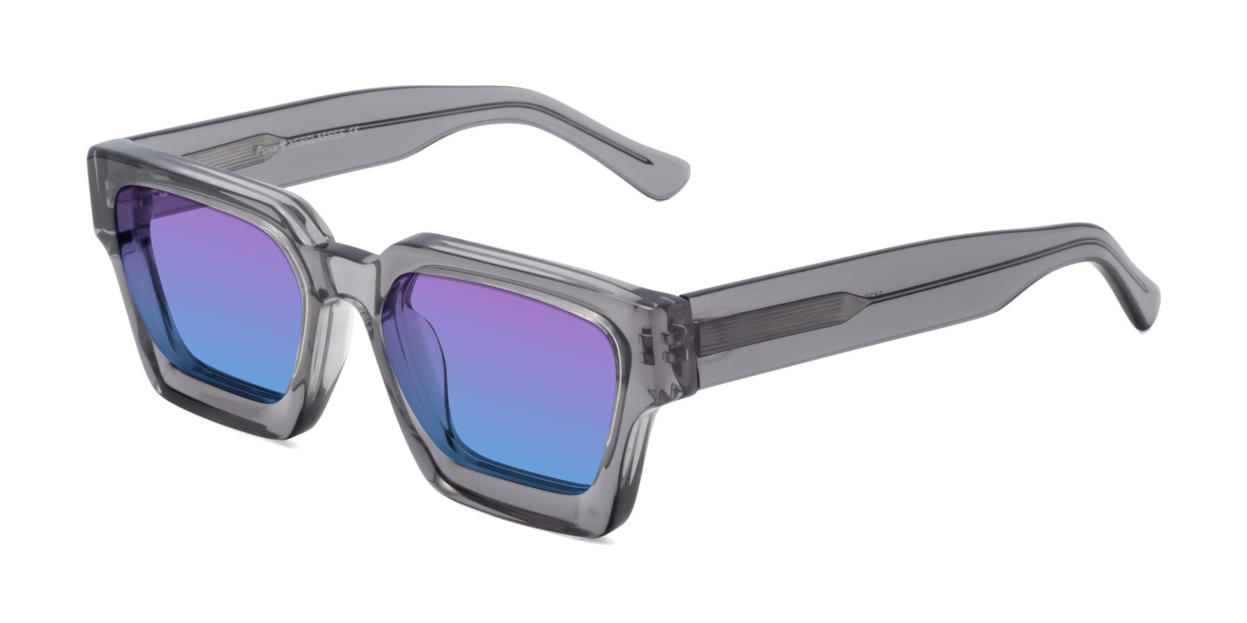 Angle of Powers in Translucent Gray with Purple / Blue Gradient Lenses