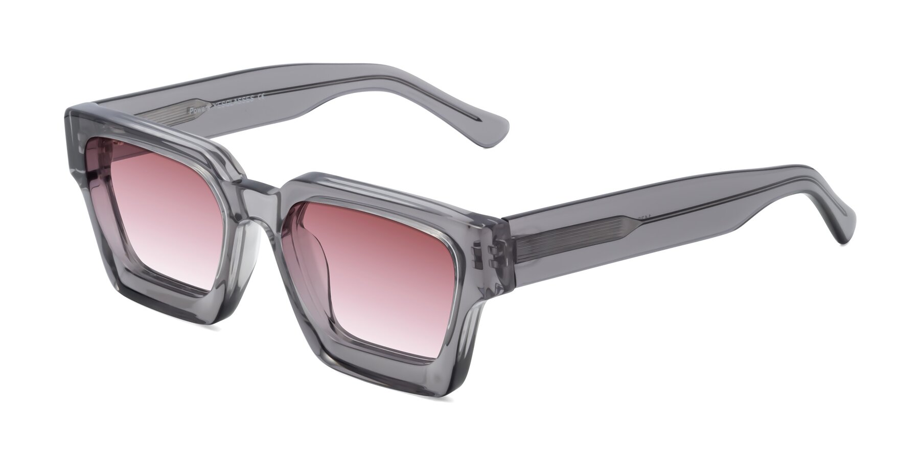 Angle of Powers in Translucent Gray with Garnet Gradient Lenses