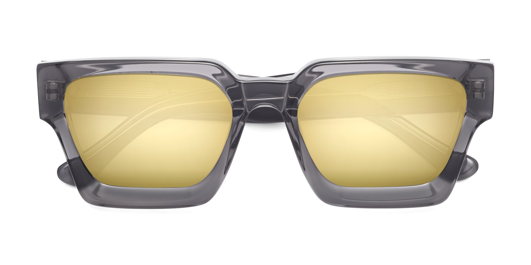Folded Front of Powers in Translucent Gray with Gold Mirrored Lenses