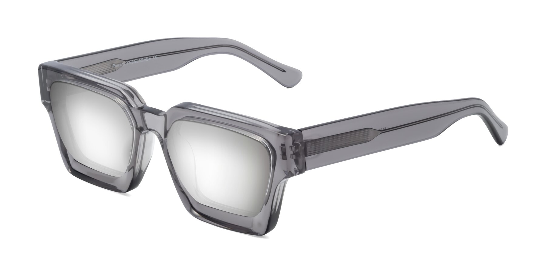 Angle of Powers in Translucent Gray with Silver Mirrored Lenses