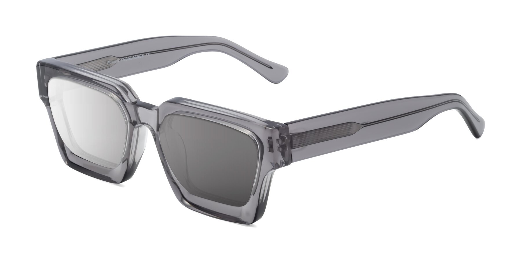 Side of Powers in Translucent Gray with Silver Mirrored Lenses