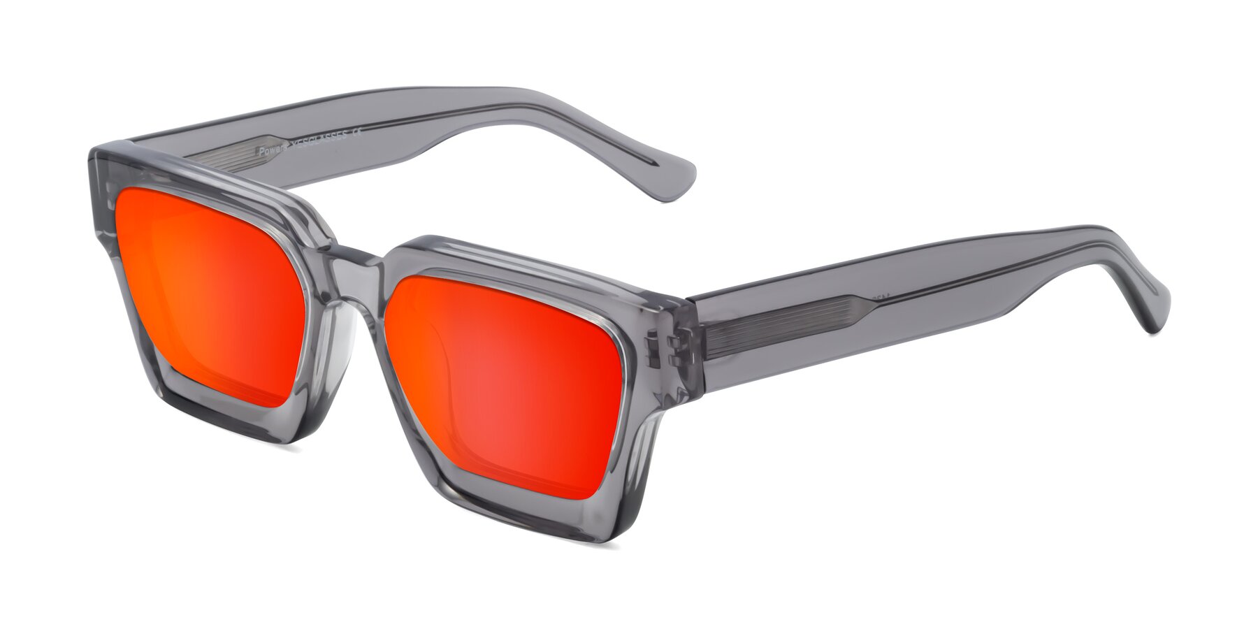 Angle of Powers in Translucent Gray with Red Gold Mirrored Lenses