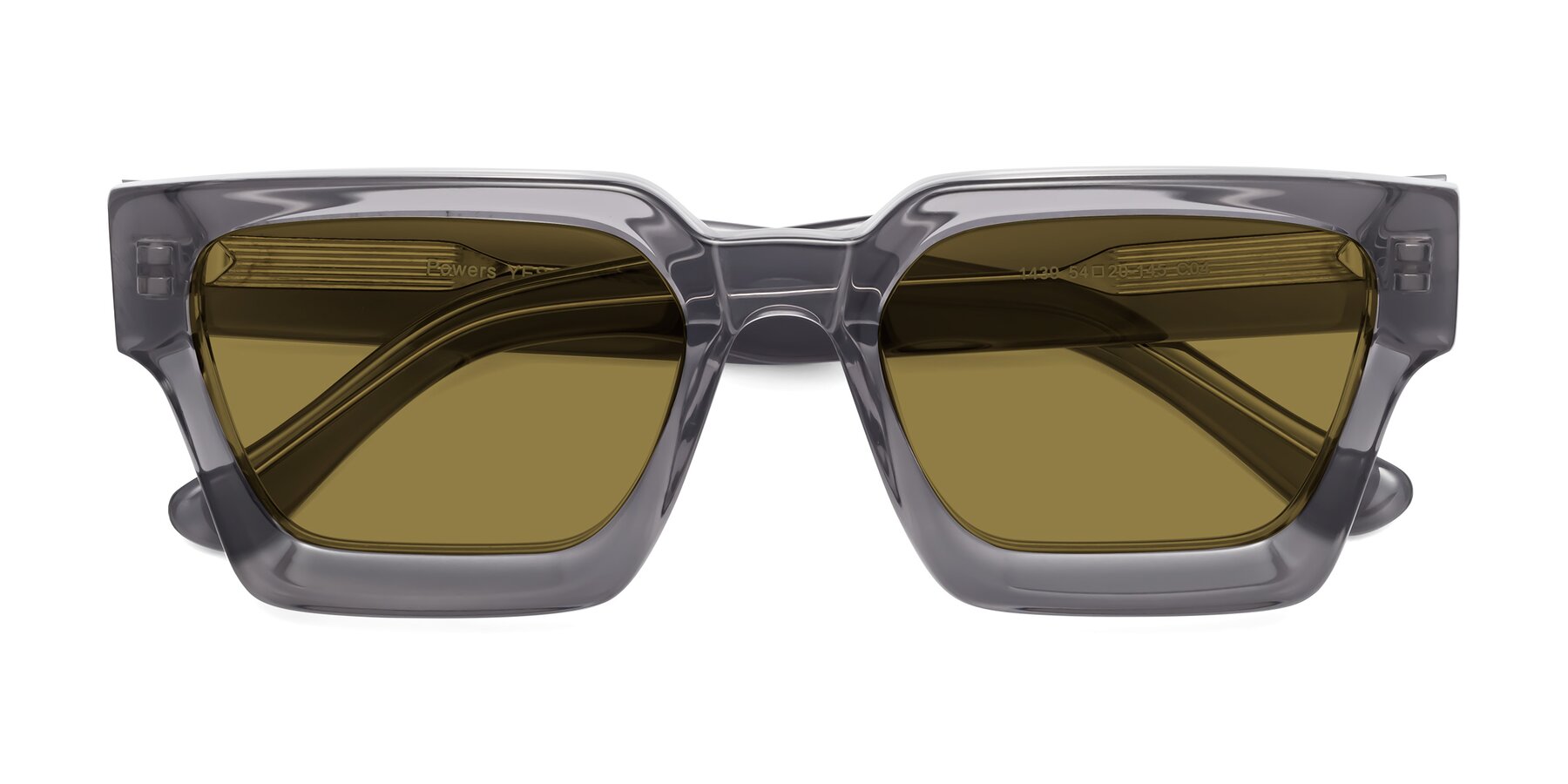 Folded Front of Powers in Translucent Gray with Brown Polarized Lenses