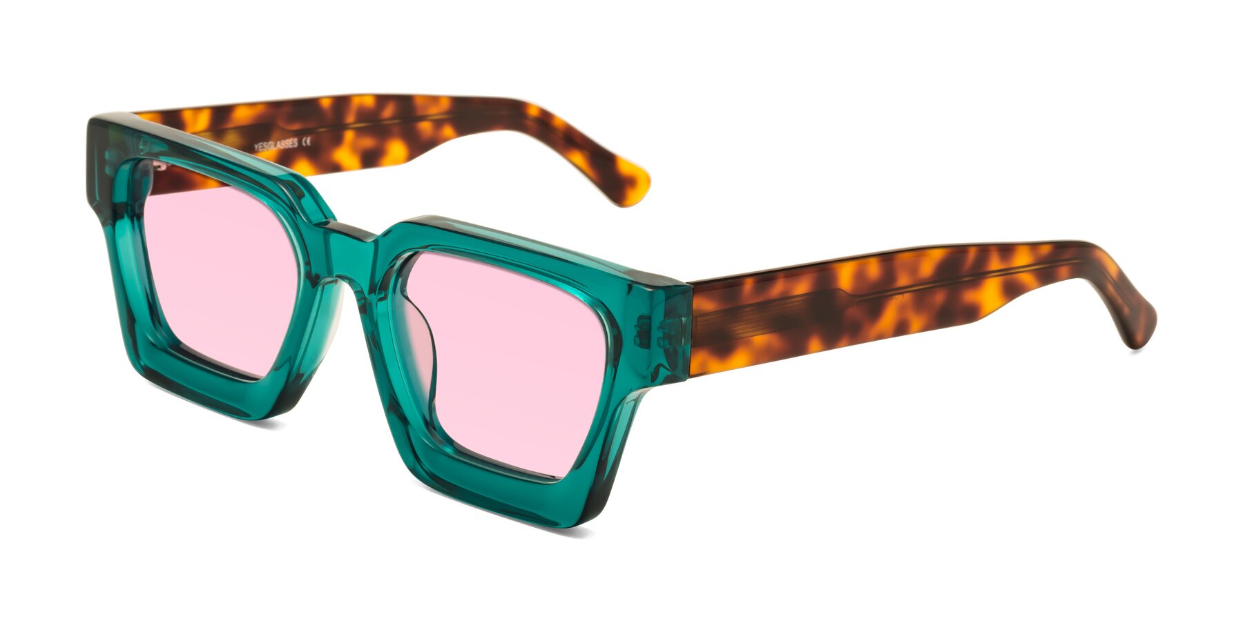 Angle of Powers in Green-Tortoise with Light Pink Tinted Lenses