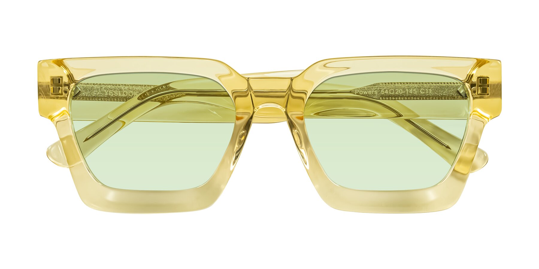 Folded Front of Powers in Light Yellow with Light Green Tinted Lenses