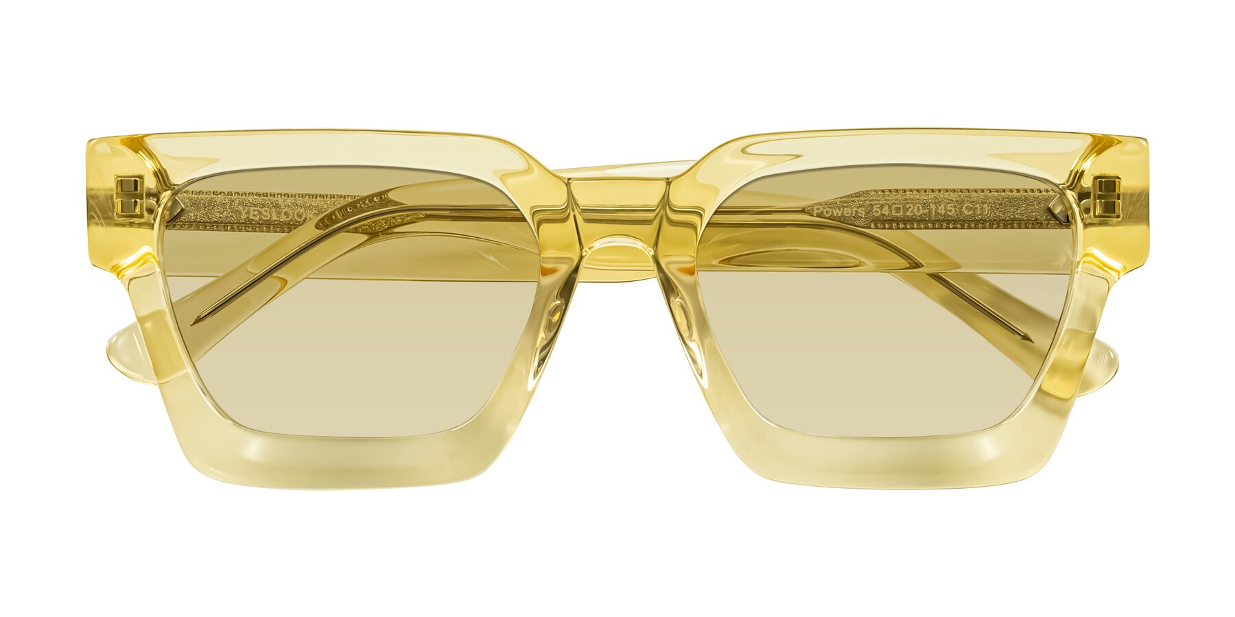 Folded Front of Powers in Light Yellow with Light Champagne Tinted Lenses