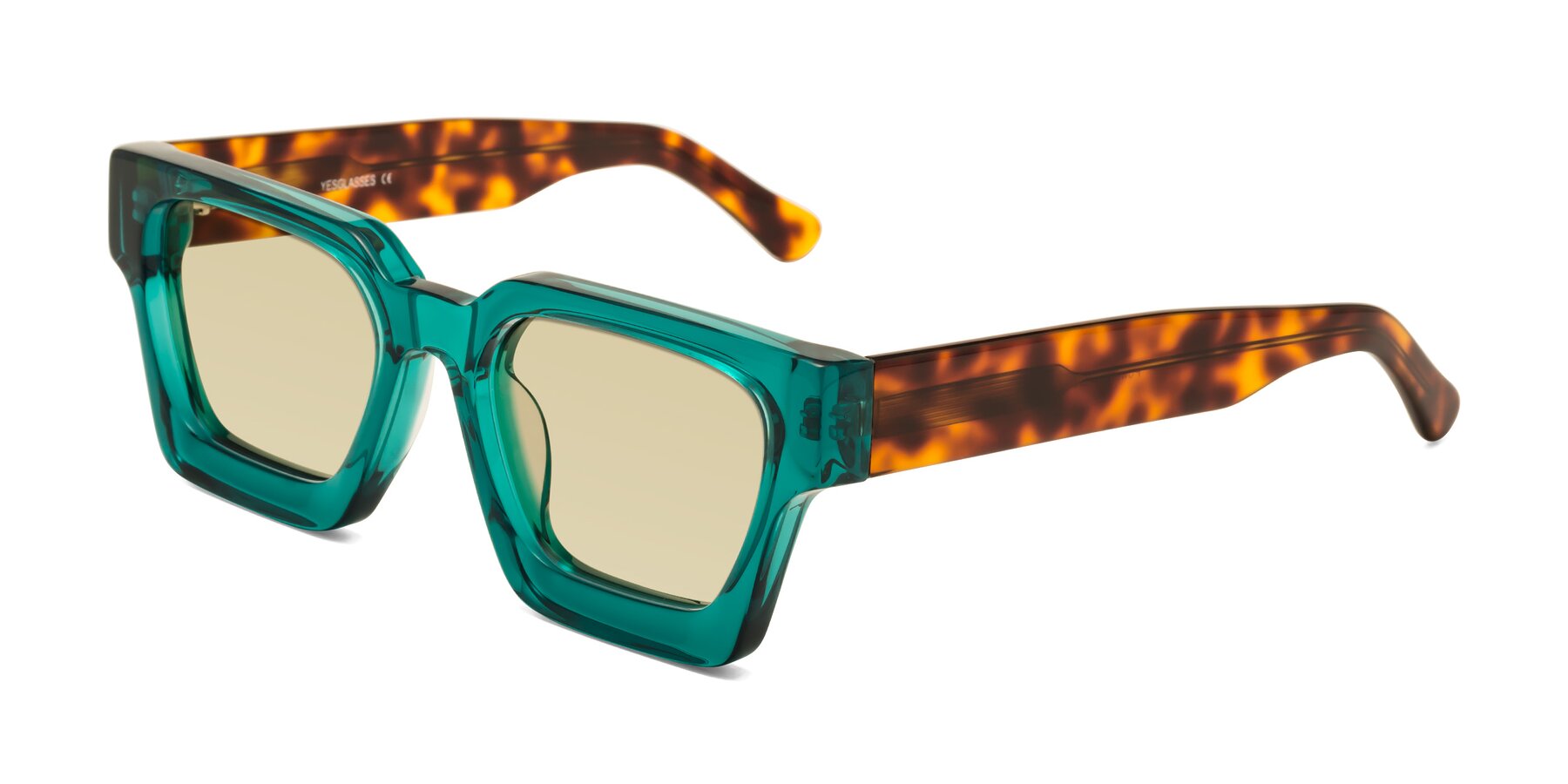 Angle of Powers in Green-Tortoise with Light Champagne Tinted Lenses