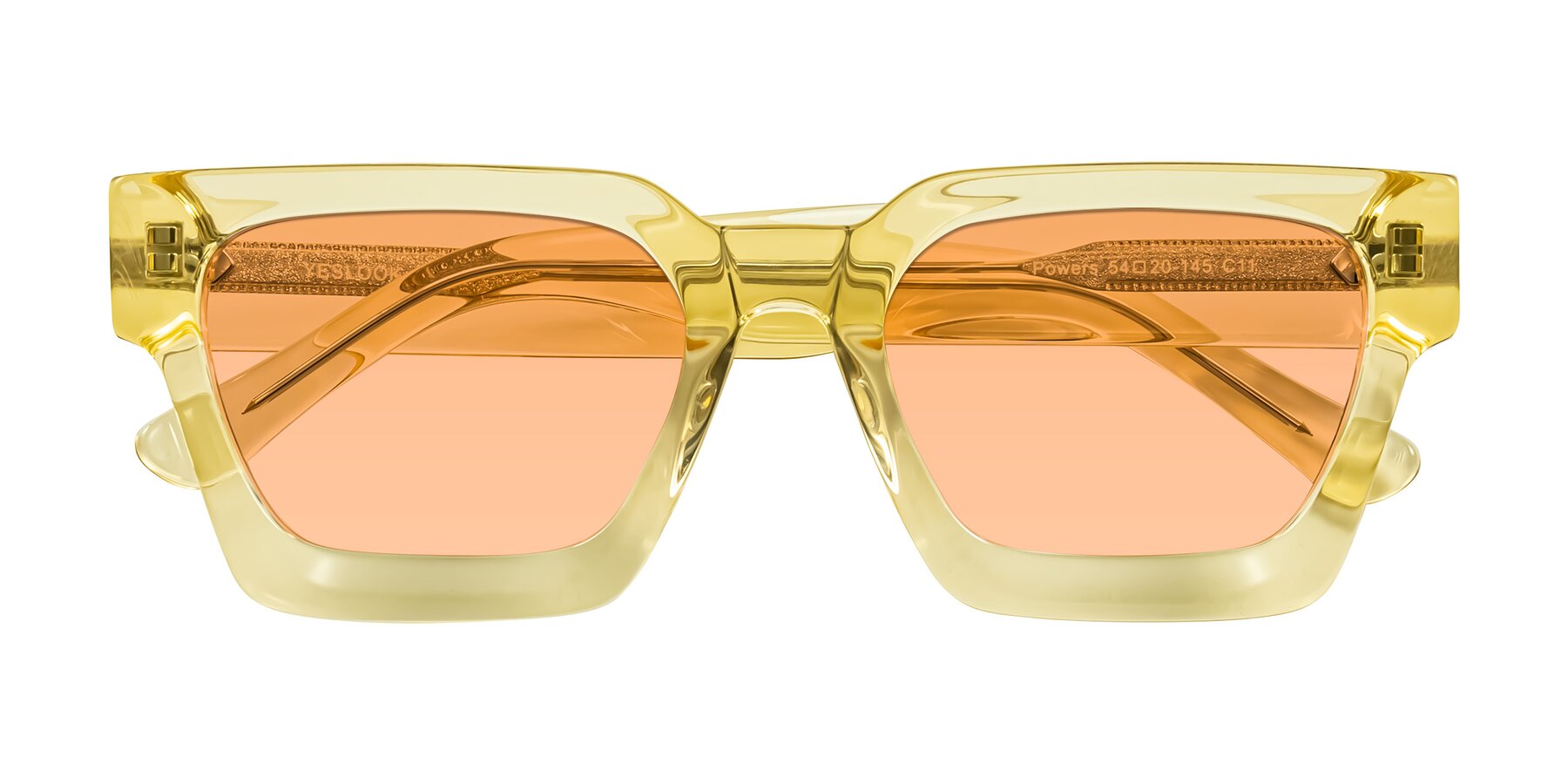 Folded Front of Powers in Light Yellow with Light Orange Tinted Lenses
