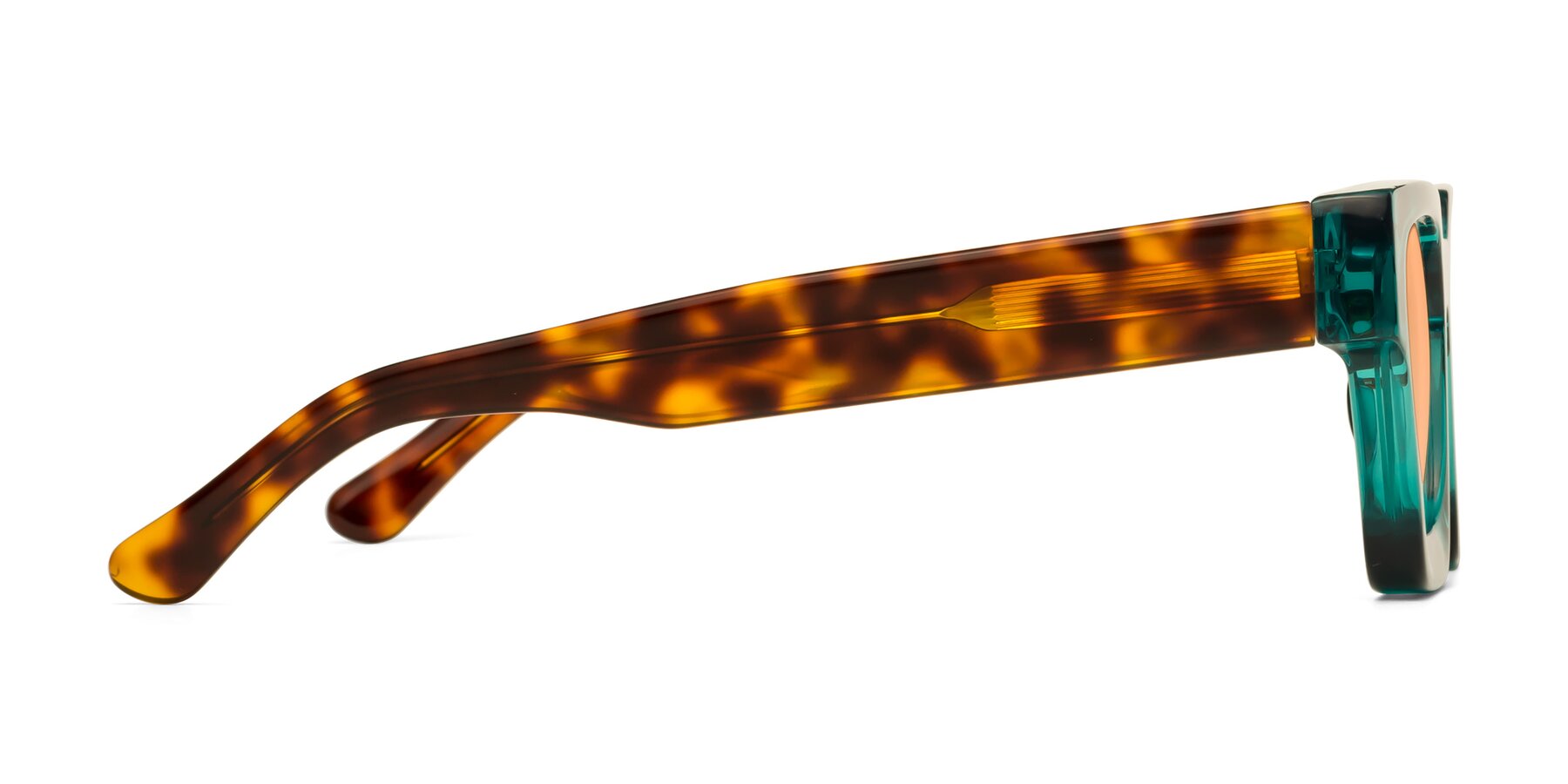 Side of Powers in Green-Tortoise with Light Orange Tinted Lenses