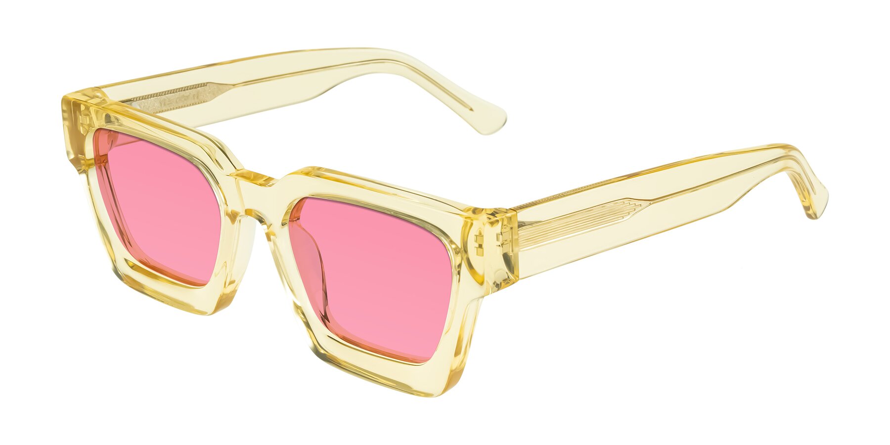 Angle of Powers in Light Yellow with Pink Tinted Lenses