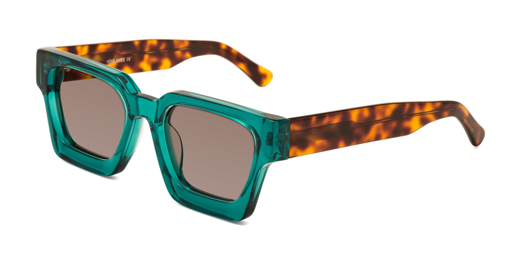 Angle of Powers in Green-Tortoise with Medium Brown Tinted Lenses
