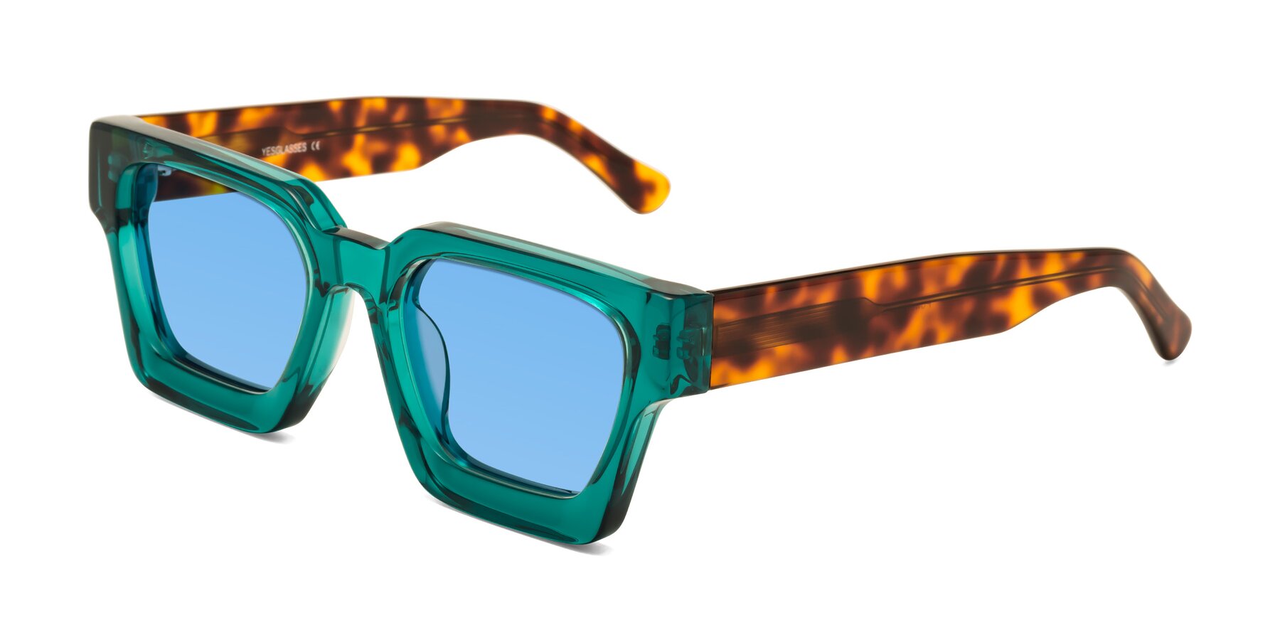 Angle of Powers in Green-Tortoise with Medium Blue Tinted Lenses