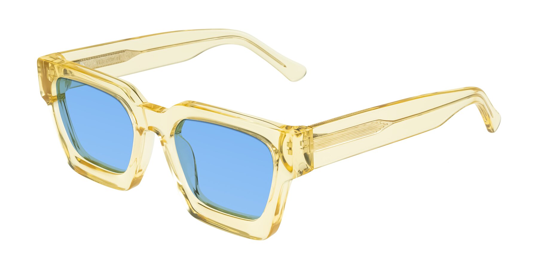 Angle of Powers in Light Yellow with Medium Blue Tinted Lenses
