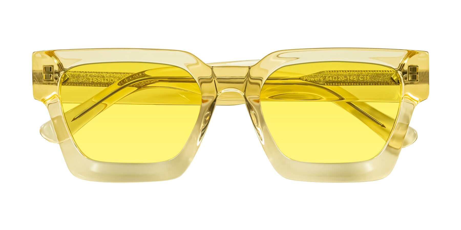 Folded Front of Powers in Light Yellow with Medium Yellow Tinted Lenses