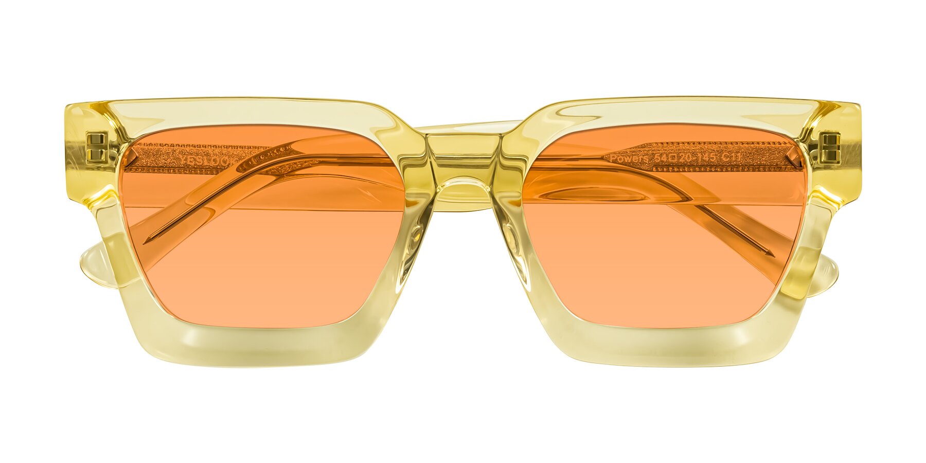 Folded Front of Powers in Light Yellow with Medium Orange Tinted Lenses