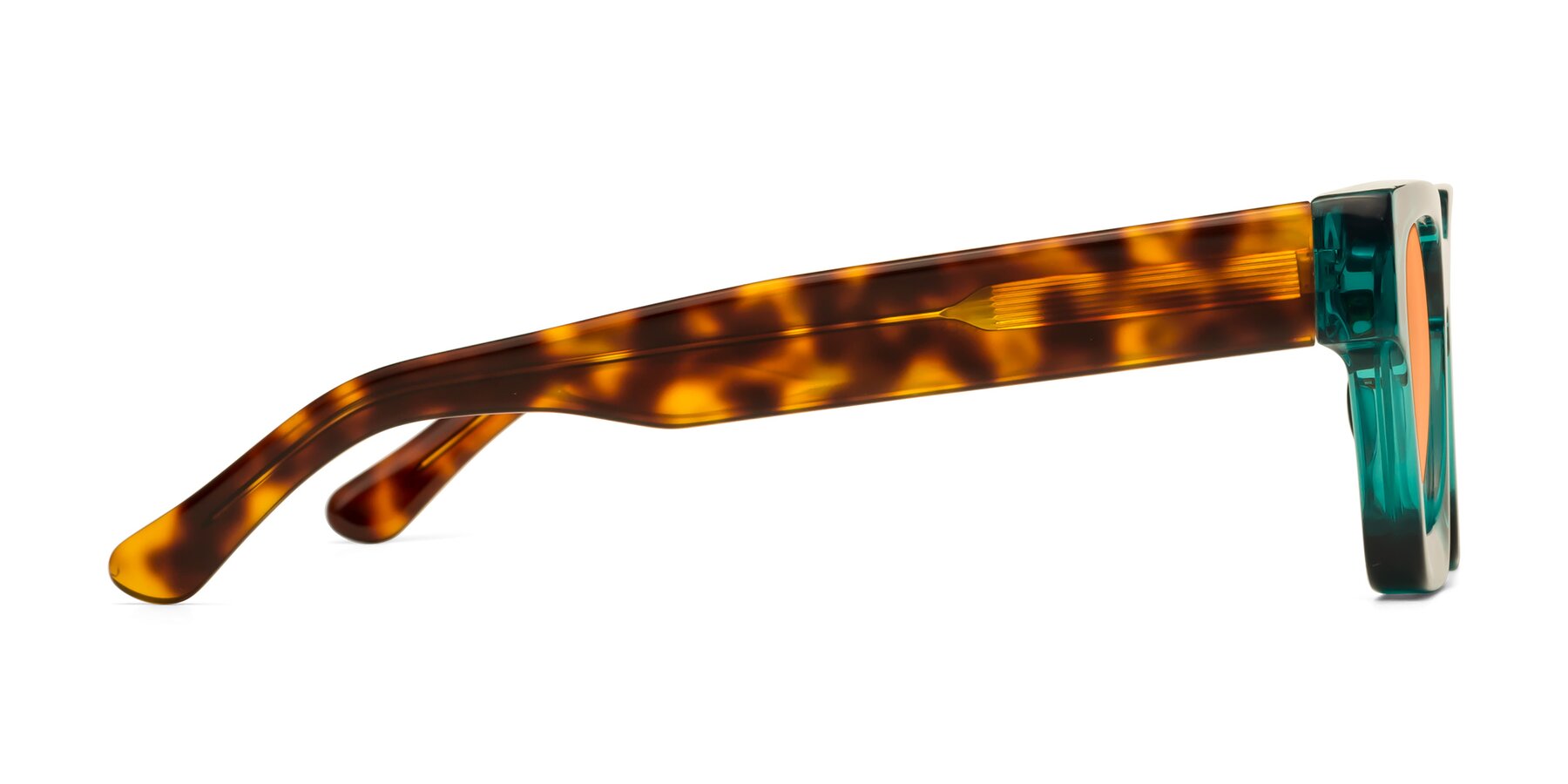 Side of Powers in Green-Tortoise with Medium Orange Tinted Lenses