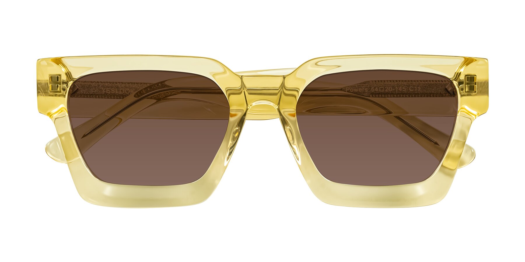 Folded Front of Powers in Light Yellow with Brown Tinted Lenses