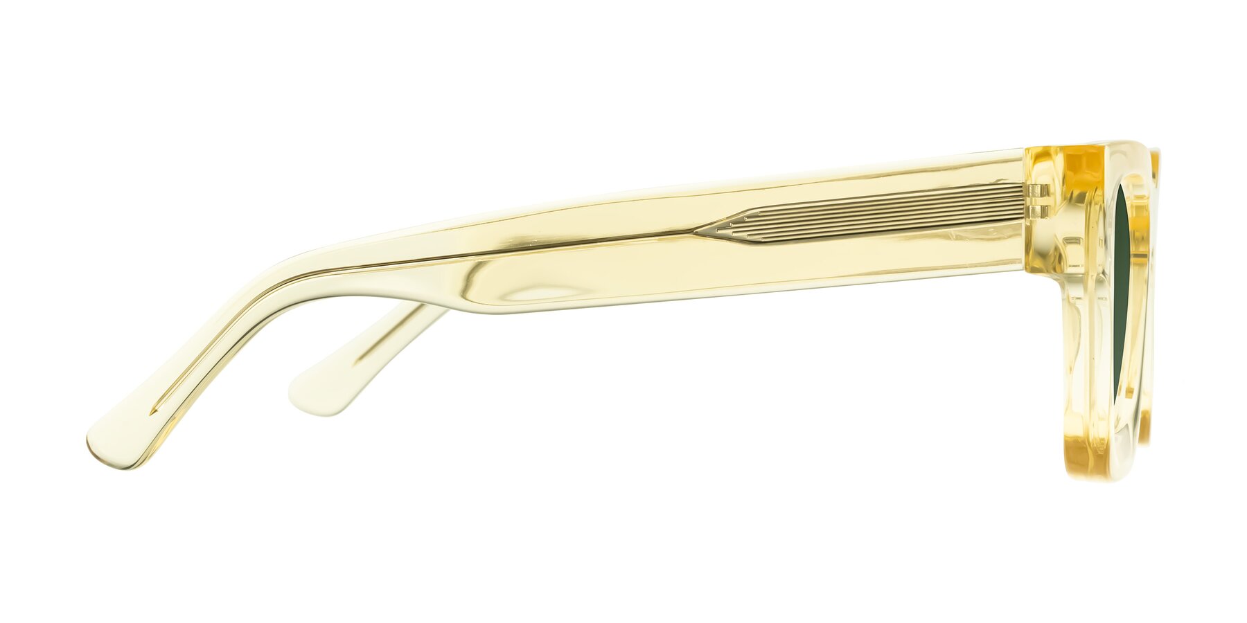 Side of Powers in Light Yellow with Green Tinted Lenses