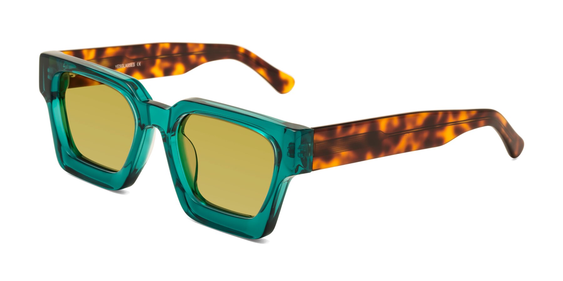 Angle of Powers in Green-Tortoise with Champagne Tinted Lenses
