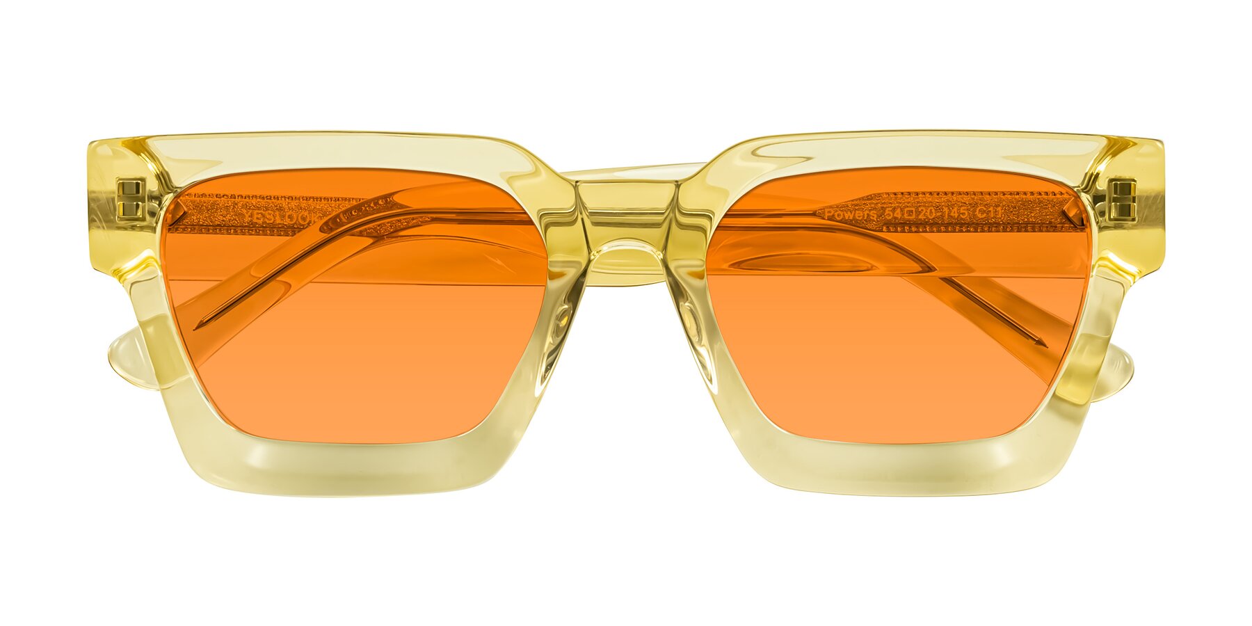 Folded Front of Powers in Light Yellow with Orange Tinted Lenses