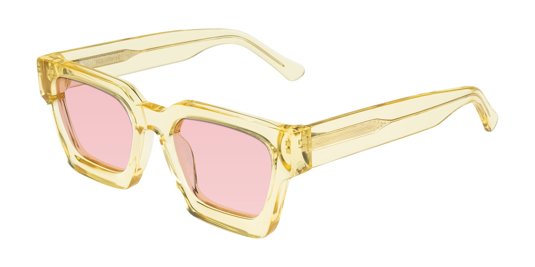 Angle of Powers in Light Yellow with Light Garnet Tinted Lenses