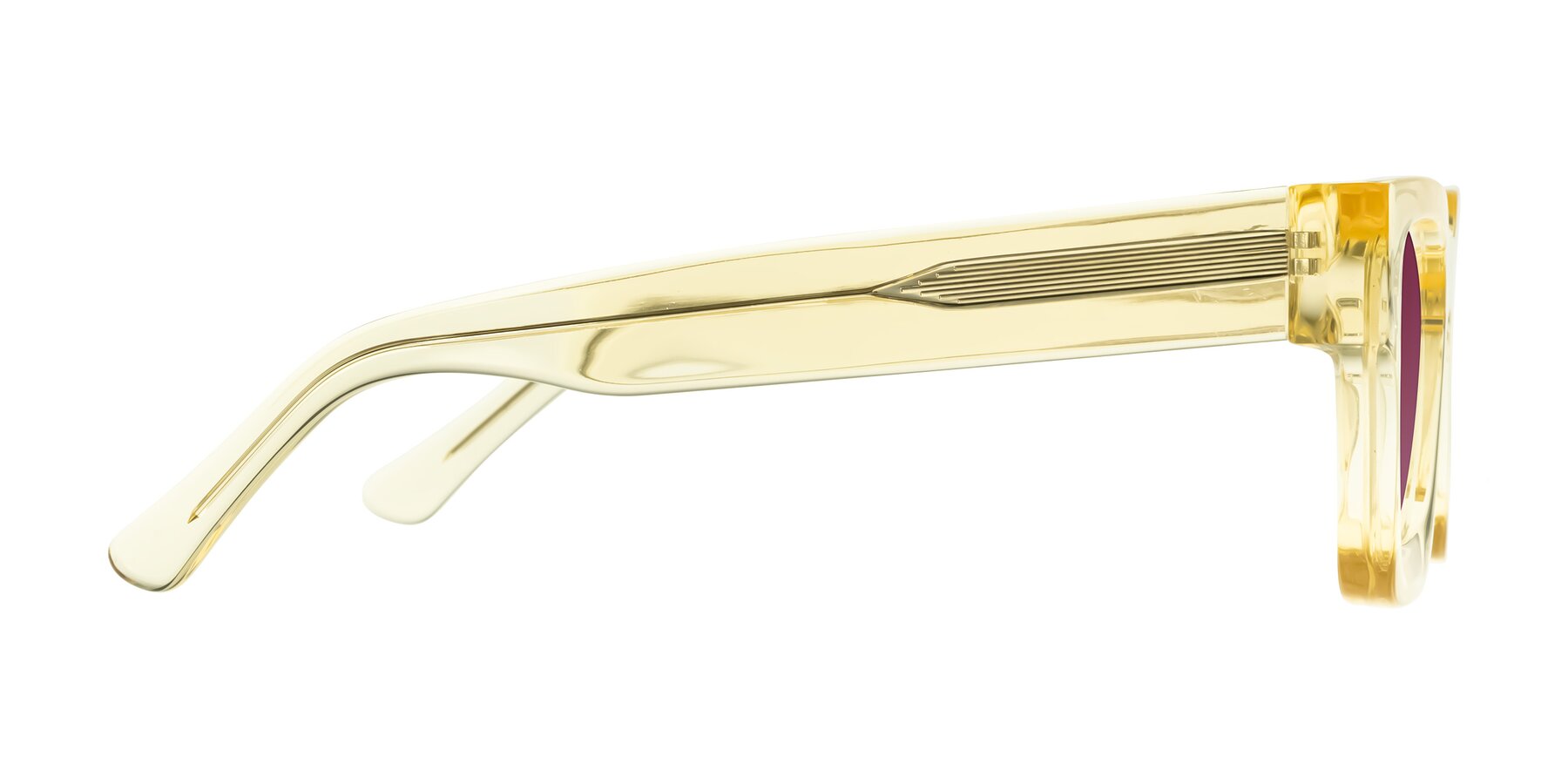 Side of Powers in Light Yellow with Wine Tinted Lenses