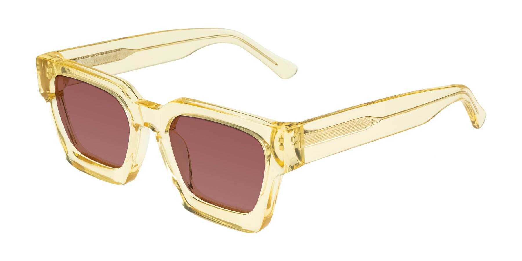 Angle of Powers in Light Yellow with Garnet Tinted Lenses