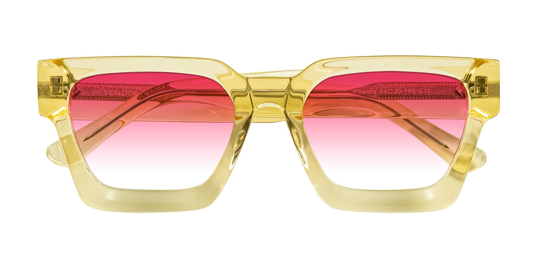 Folded Front of Powers in Light Yellow with Pink Gradient Lenses