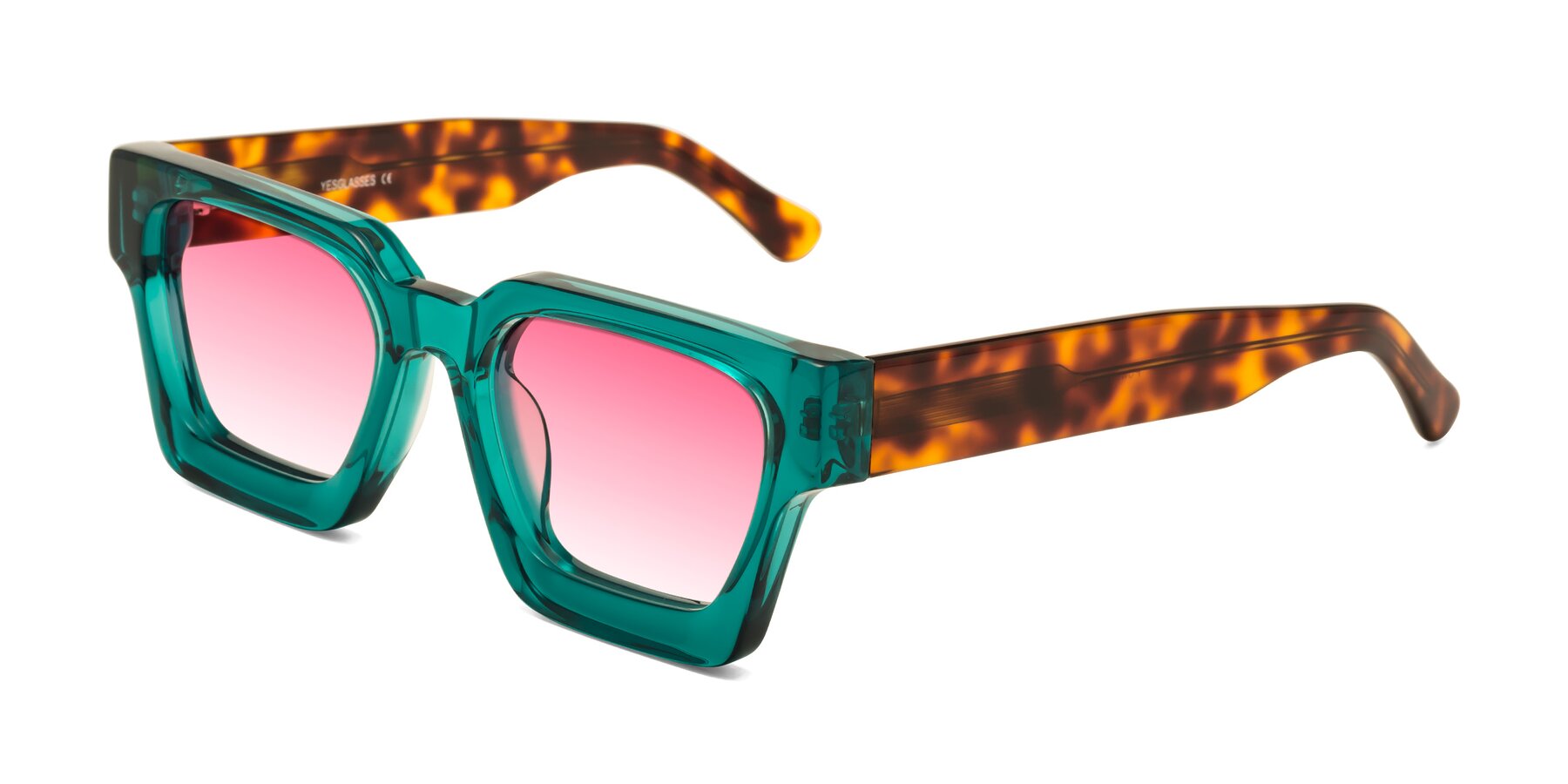 Angle of Powers in Green-Tortoise with Pink Gradient Lenses
