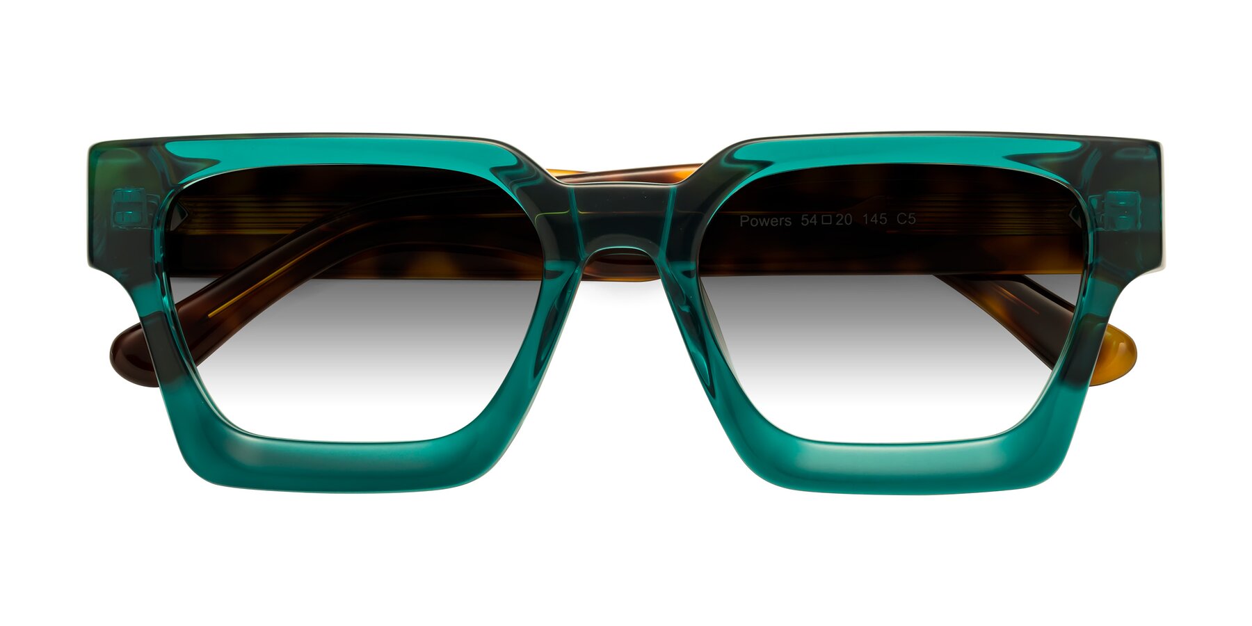 Folded Front of Powers in Green-Tortoise with Gray Gradient Lenses