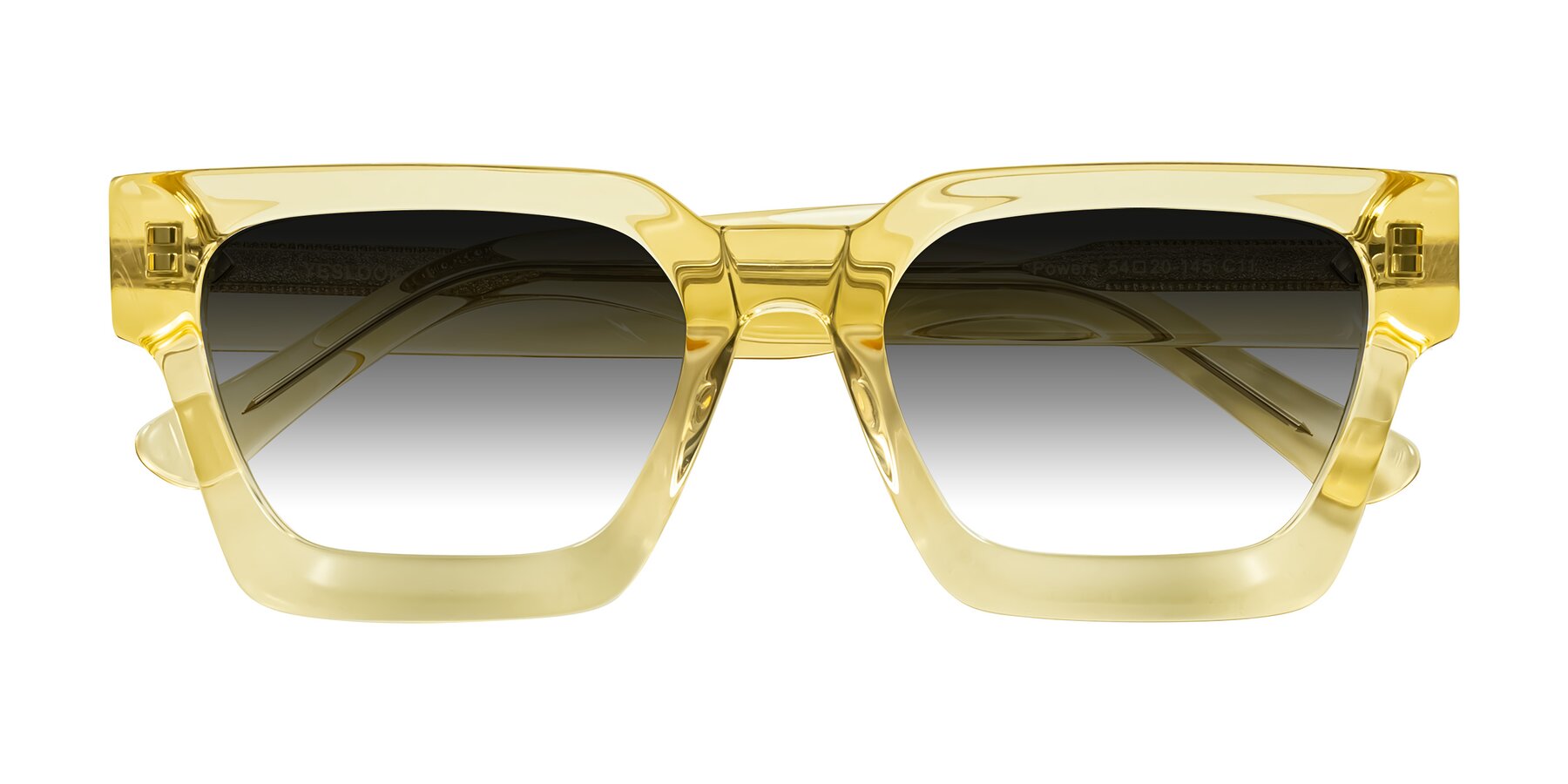 Folded Front of Powers in Light Yellow with Gray Gradient Lenses