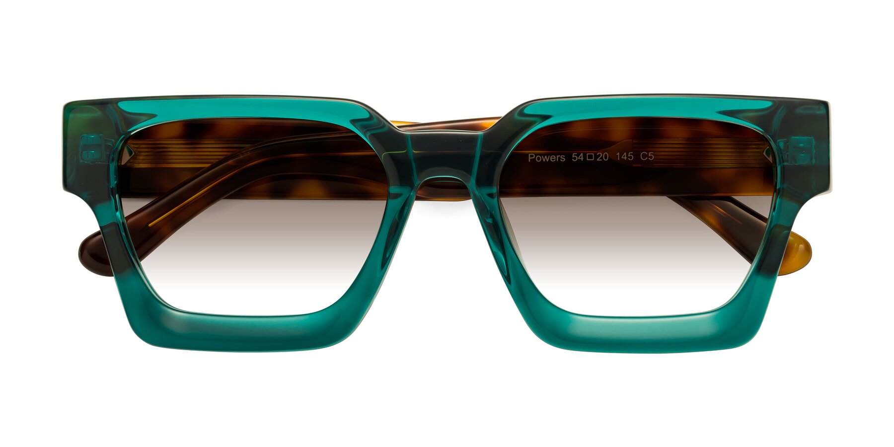 Folded Front of Powers in Green-Tortoise with Brown Gradient Lenses