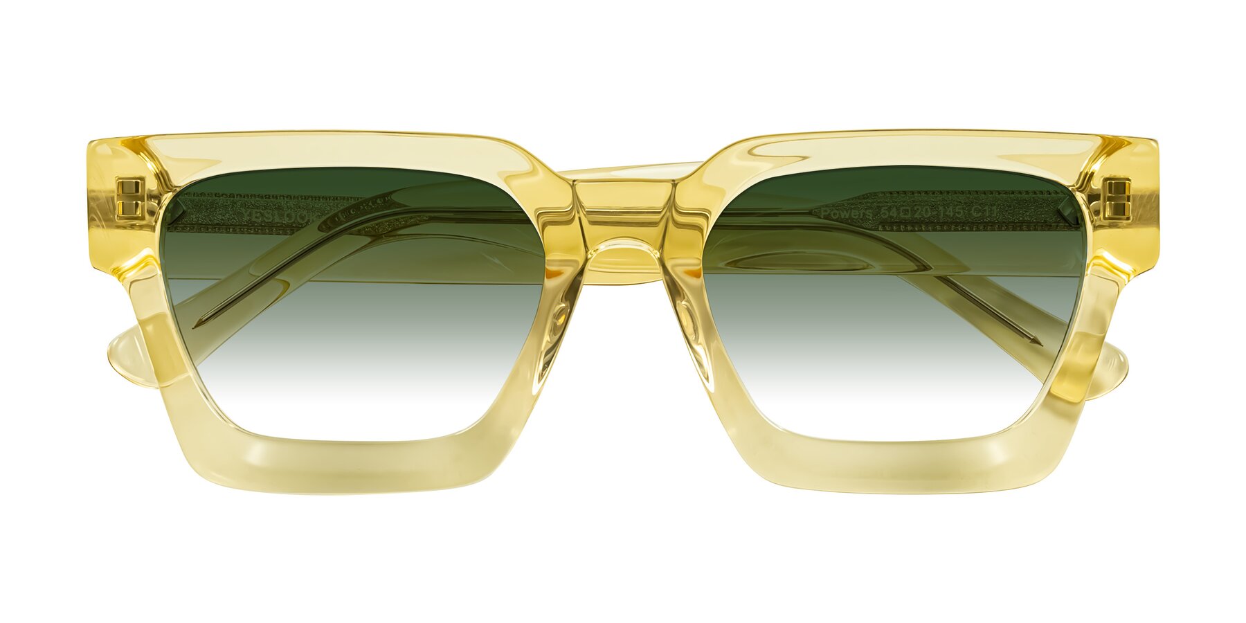 Folded Front of Powers in Light Yellow with Green Gradient Lenses
