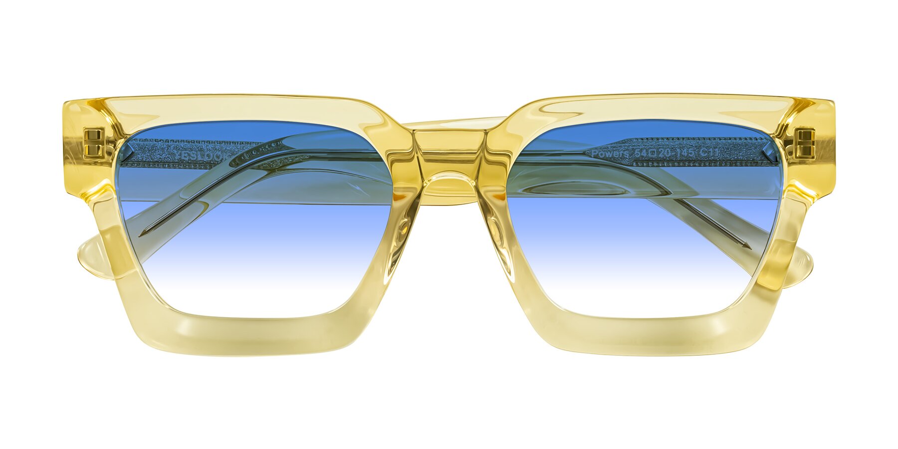 Folded Front of Powers in Light Yellow with Blue Gradient Lenses