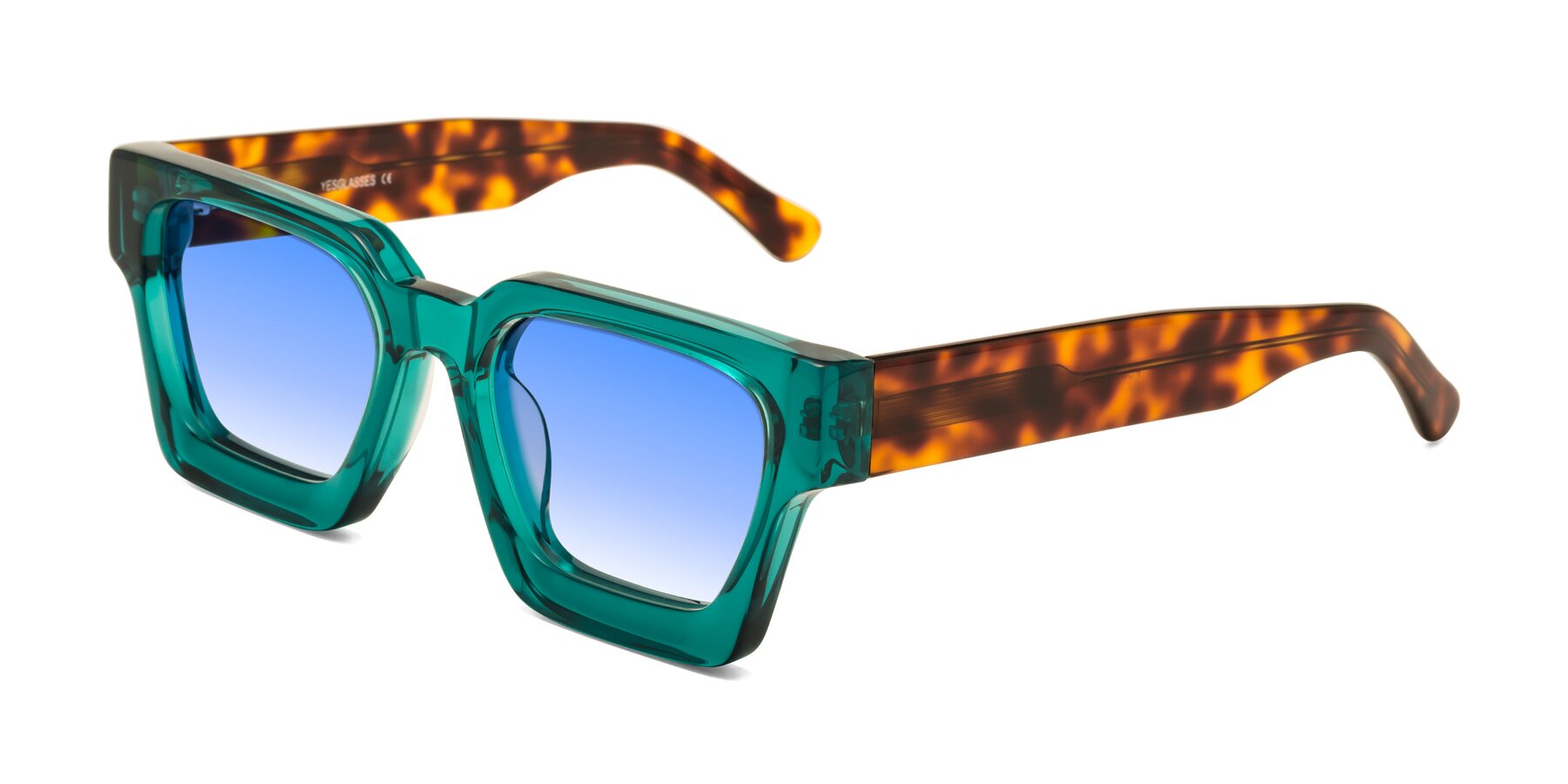Angle of Powers in Green-Tortoise with Blue Gradient Lenses