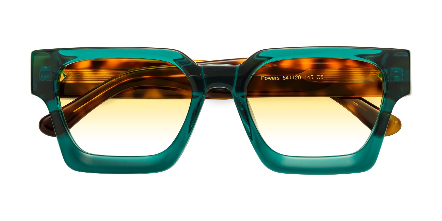 Folded Front of Powers in Green-Tortoise with Yellow Gradient Lenses