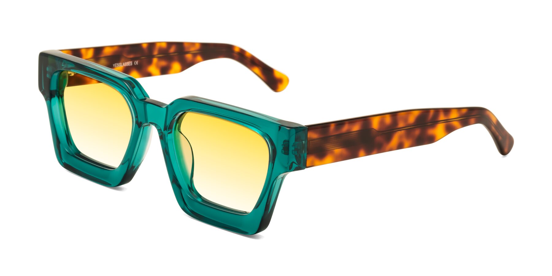 Angle of Powers in Green-Tortoise with Yellow Gradient Lenses