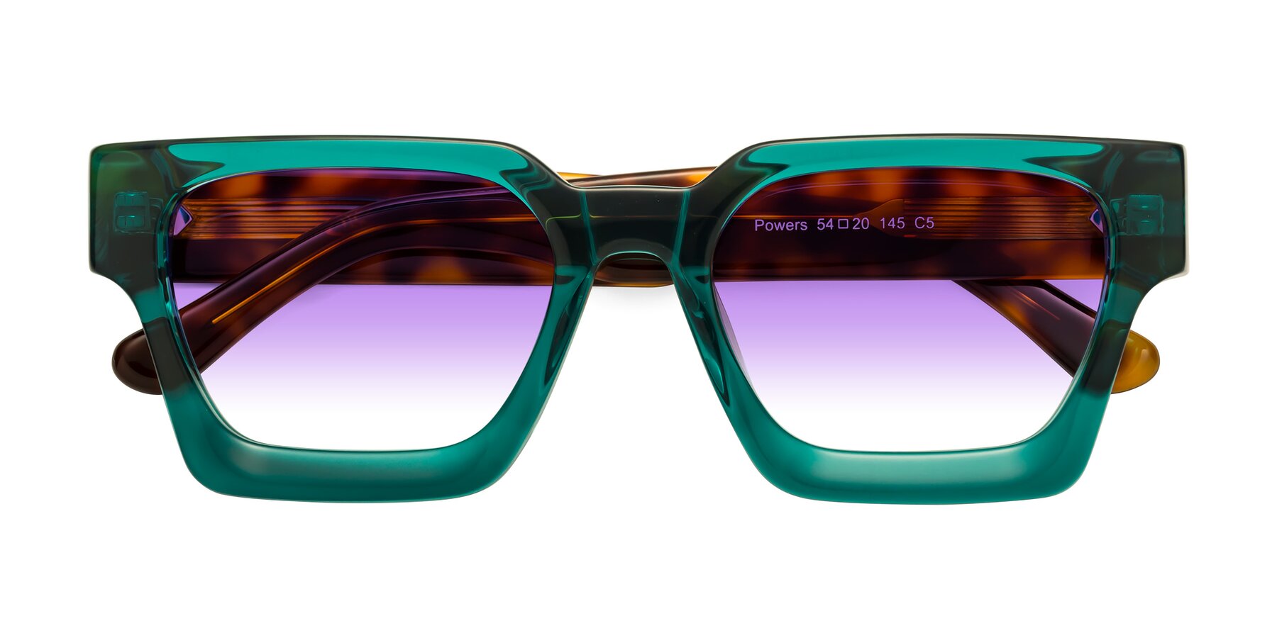 Folded Front of Powers in Green-Tortoise with Purple Gradient Lenses