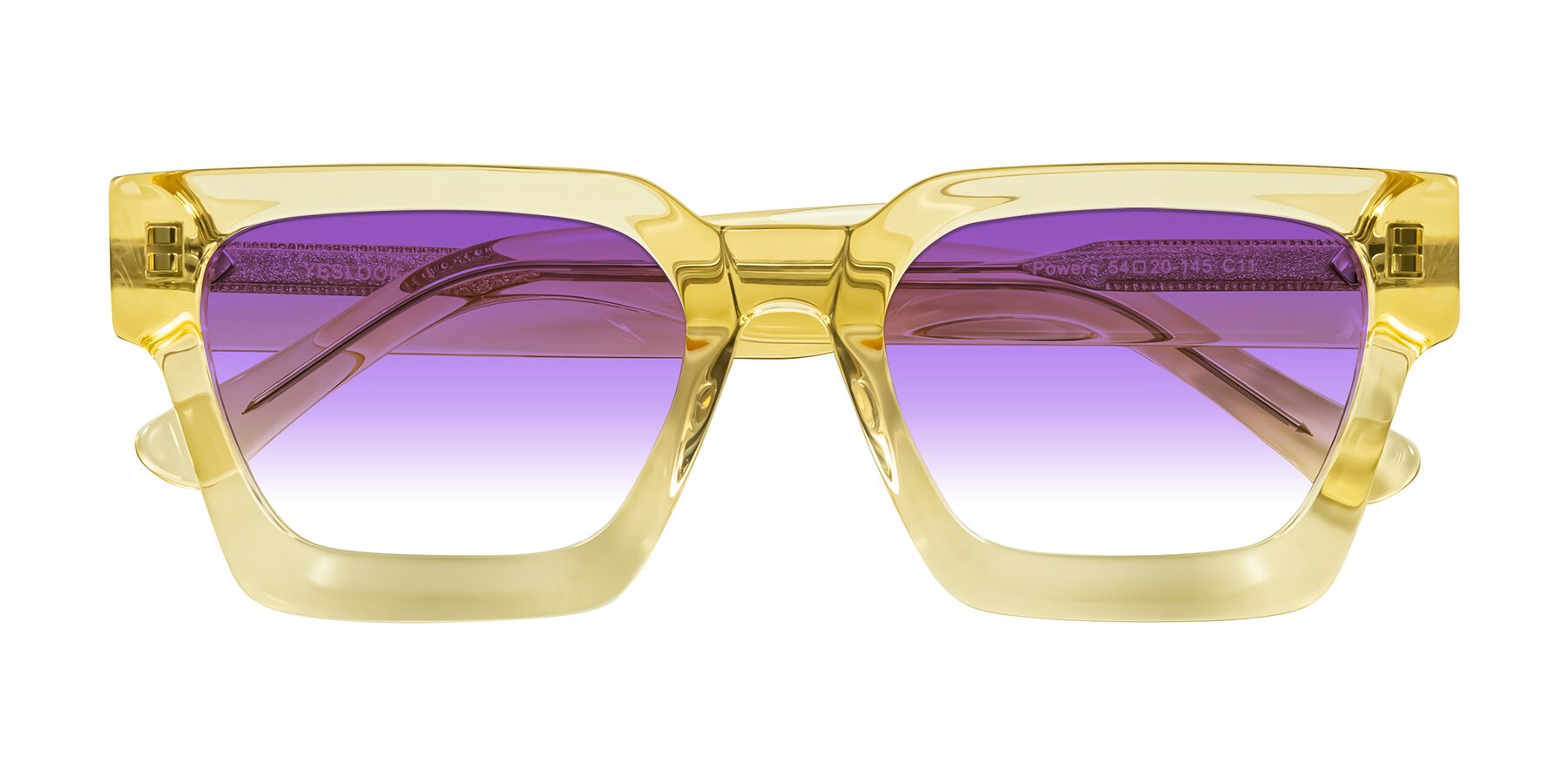 Folded Front of Powers in Light Yellow with Purple Gradient Lenses