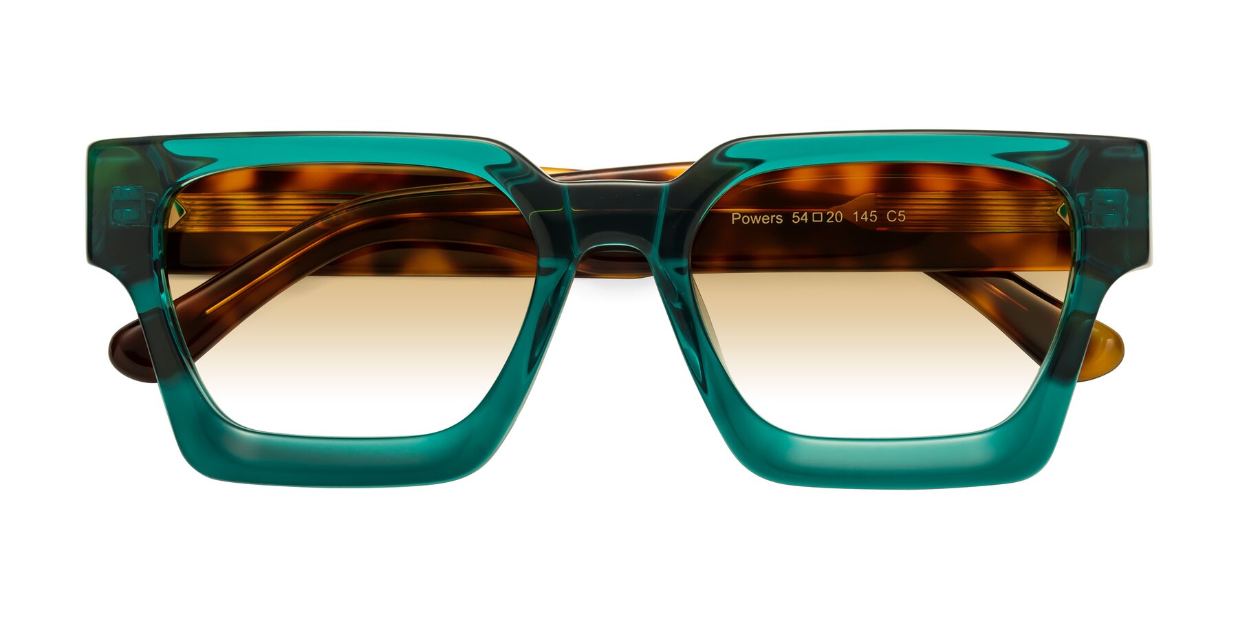 Folded Front of Powers in Green-Tortoise with Champagne Gradient Lenses