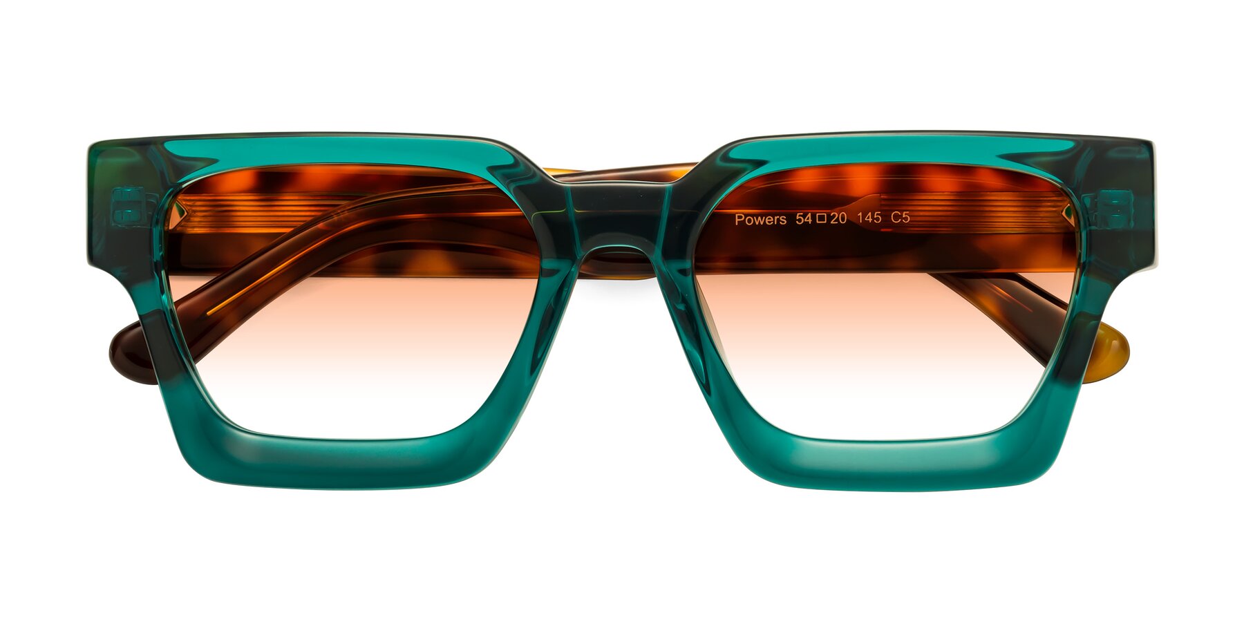 Folded Front of Powers in Green-Tortoise with Orange Gradient Lenses