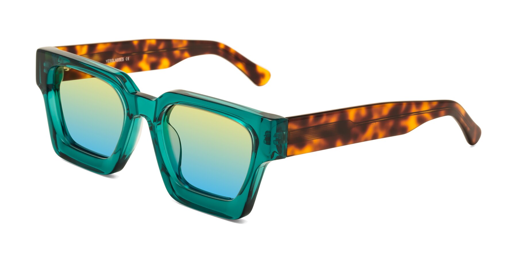 Angle of Powers in Green-Tortoise with Yellow / Blue Gradient Lenses
