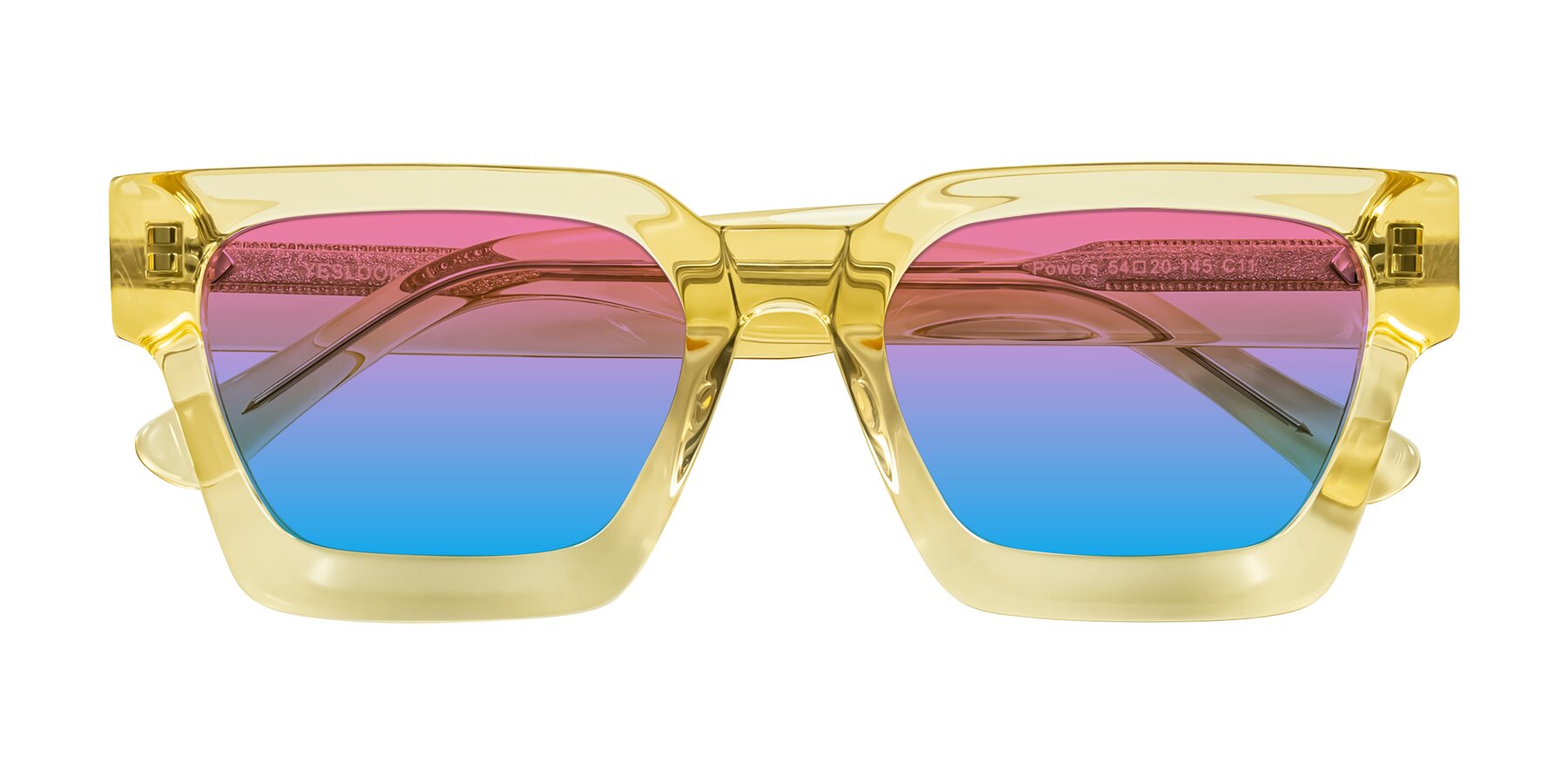 Folded Front of Powers in Light Yellow with Pink / Blue Gradient Lenses