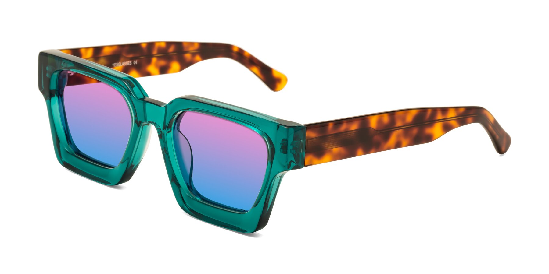Angle of Powers in Green-Tortoise with Pink / Blue Gradient Lenses
