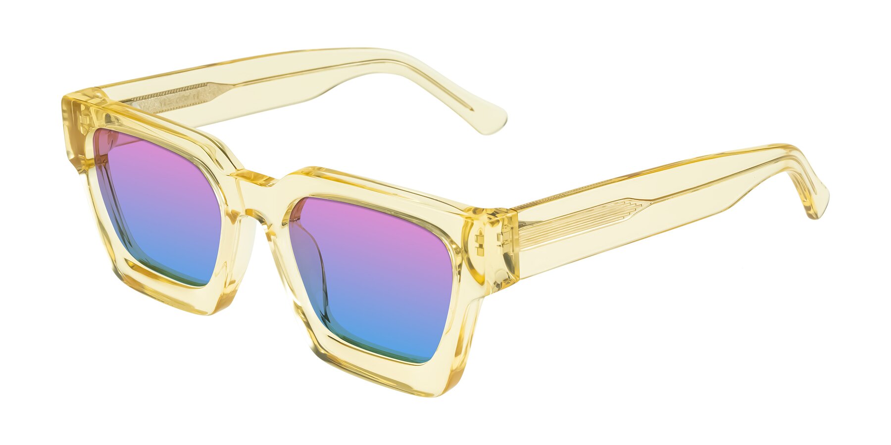 Angle of Powers in Light Yellow with Pink / Blue Gradient Lenses