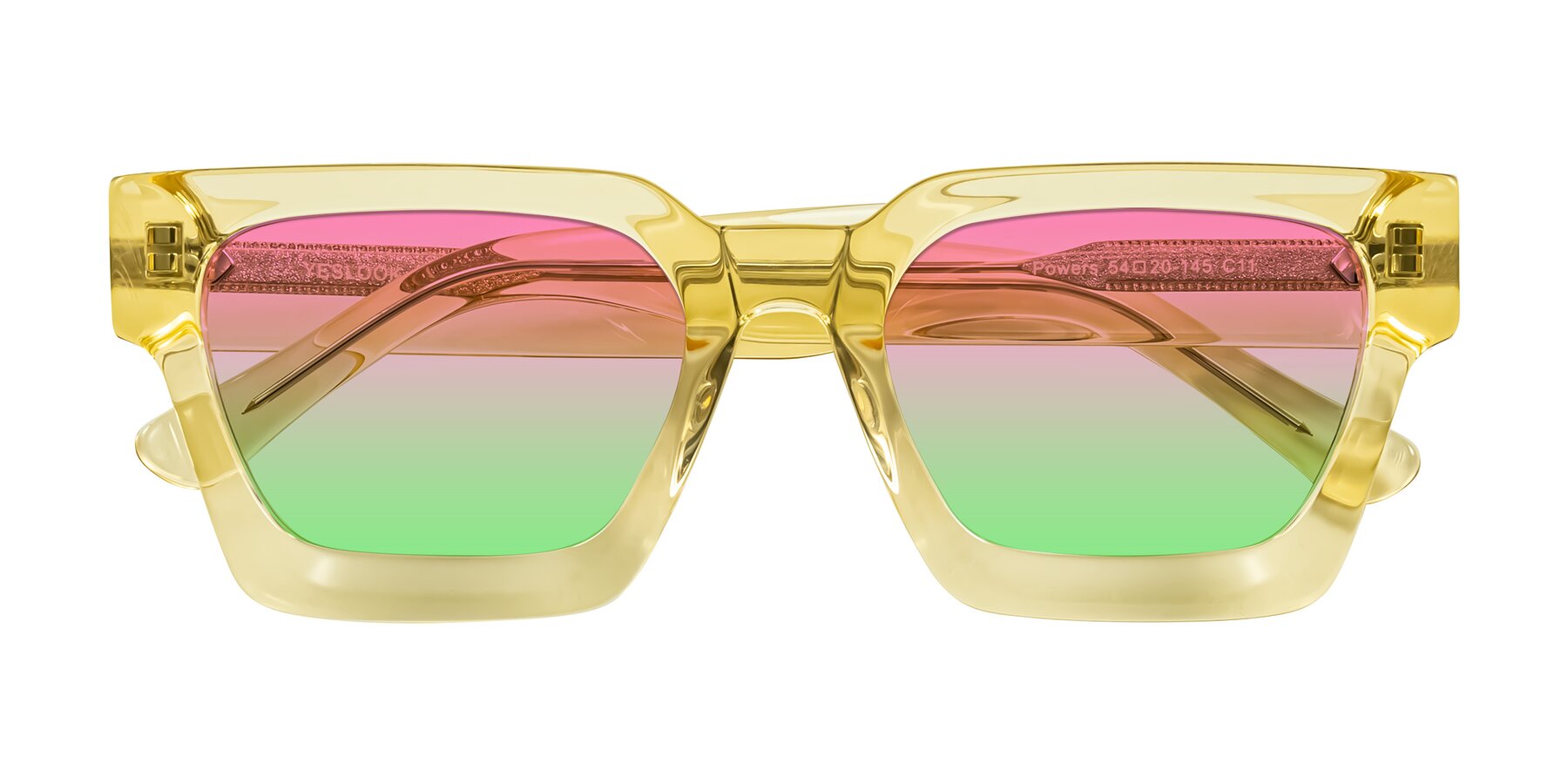 Folded Front of Powers in Light Yellow with Pink / Green Gradient Lenses