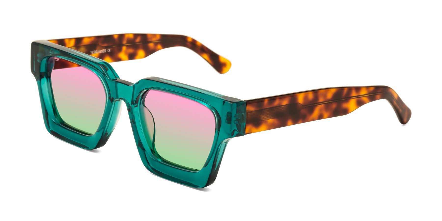 Angle of Powers in Green-Tortoise with Pink / Green Gradient Lenses