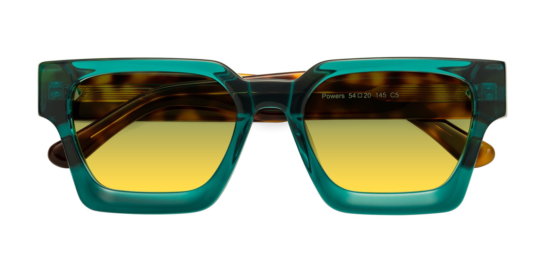 Folded Front of Powers in Green-Tortoise with Green / Yellow Gradient Lenses